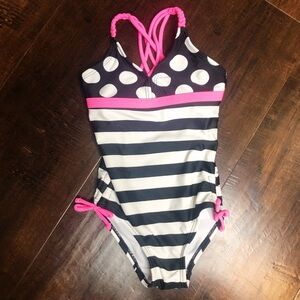 SO Swimsuit One Piece Size 4 Pink and Black Bathing Suit